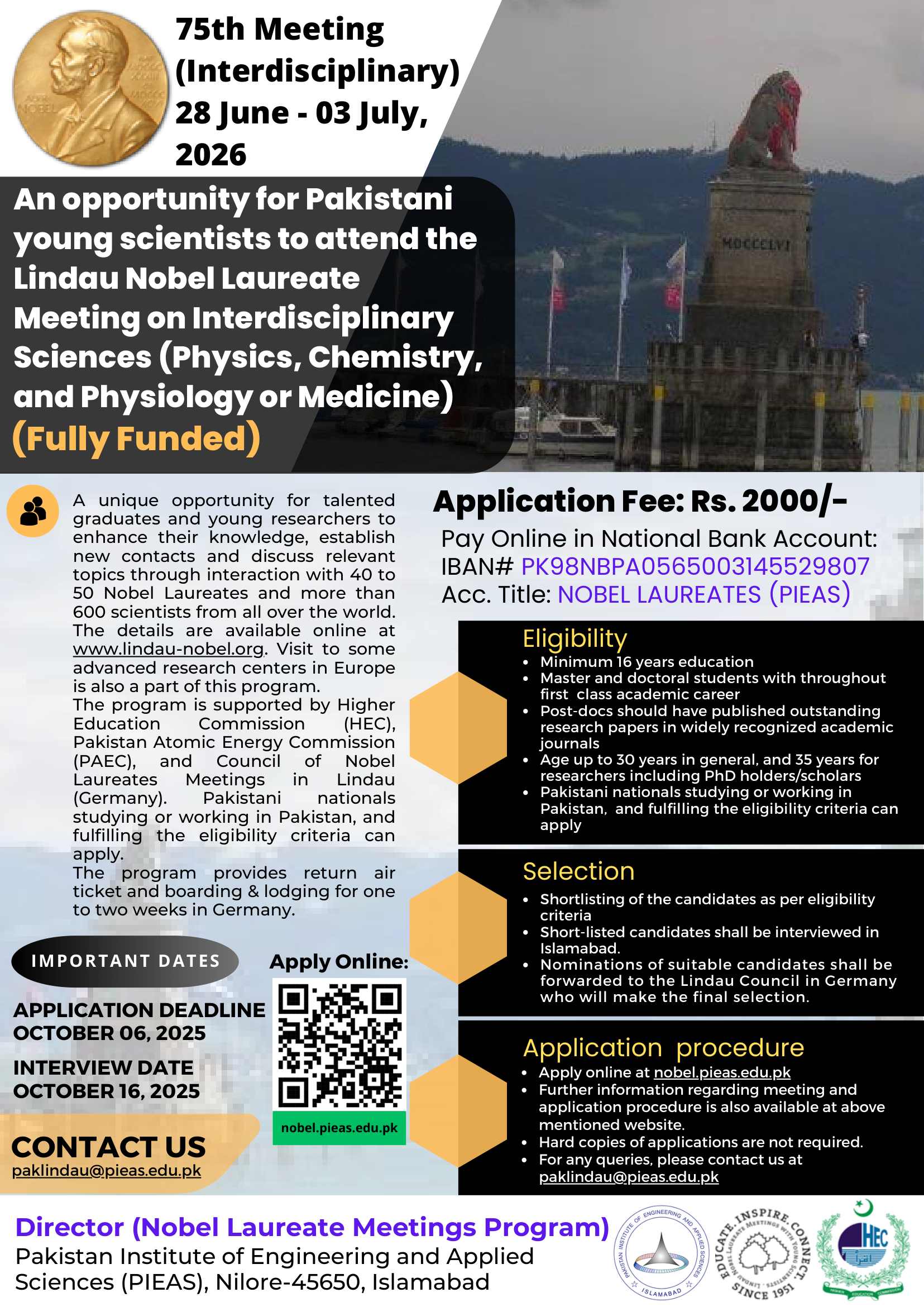 Official Lindau Nobel Laureate Meeting Call for Applications Flyer 2025/2026